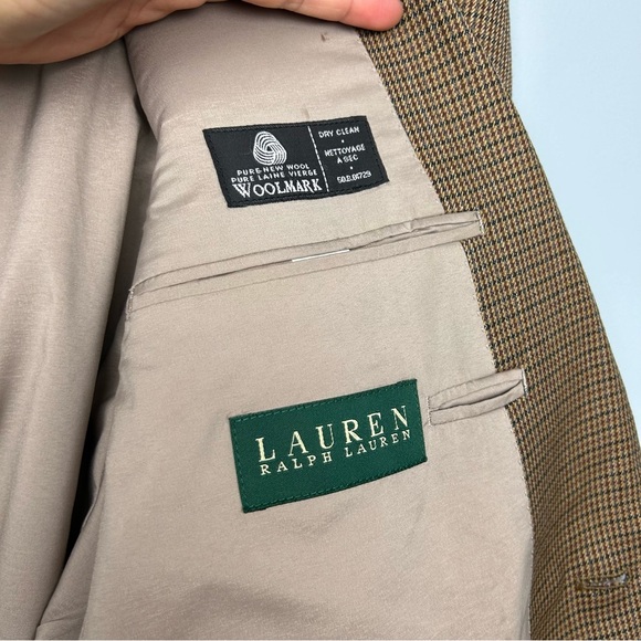 Lauren Ralph Lauren wool 42L men’s classic fit suit jacket blazer houndstooth - Picture 14 of 15